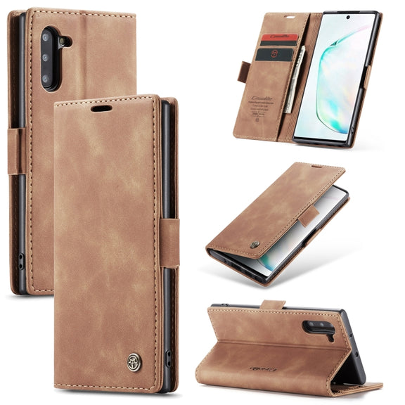 CaseMe-013 Multifunctional Horizontal Flip Leather Case with Card Slot & Holder for Galaxy Note 10(Brown)
