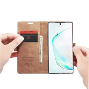 CaseMe-013 Multifunctional Horizontal Flip Leather Case with Card Slot & Holder for Galaxy Note 10(Brown)
