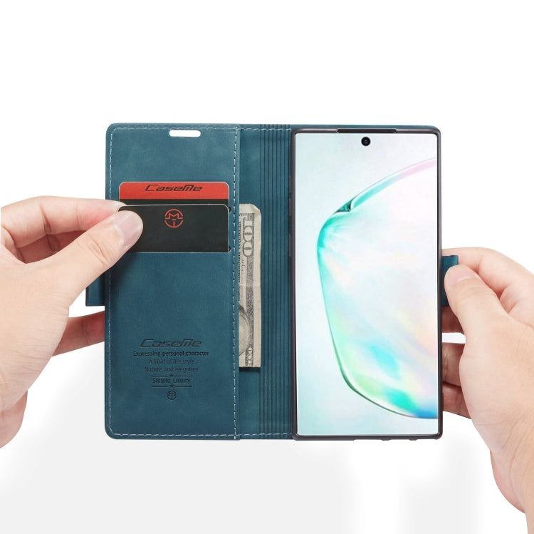 CaseMe-013 Multifunctional Horizontal Flip Leather Case with Card Slot & Holder for Galaxy Note 10(Blue)