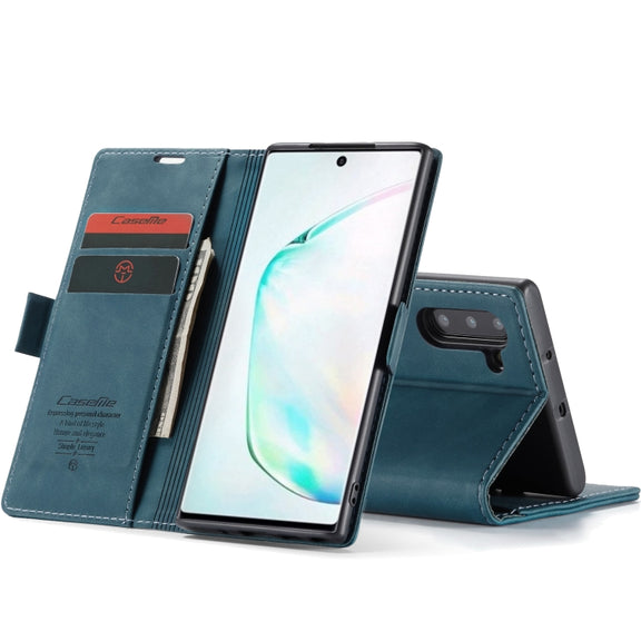 CaseMe-013 Multifunctional Horizontal Flip Leather Case with Card Slot & Holder for Galaxy Note 10(Blue)