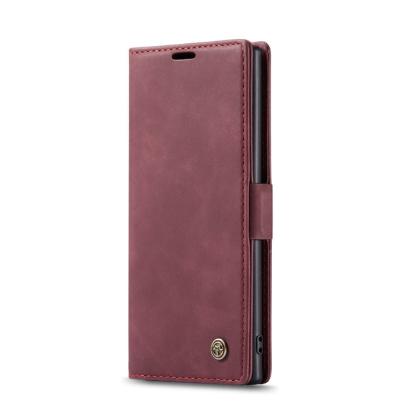 CaseMe-013 Multifunctional Horizontal Flip Leather Case with Card Slot & Holder for Galaxy Note 10(Red Wine)