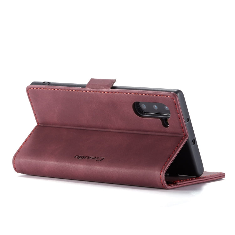 CaseMe-013 Multifunctional Horizontal Flip Leather Case with Card Slot & Holder for Galaxy Note 10(Red Wine)