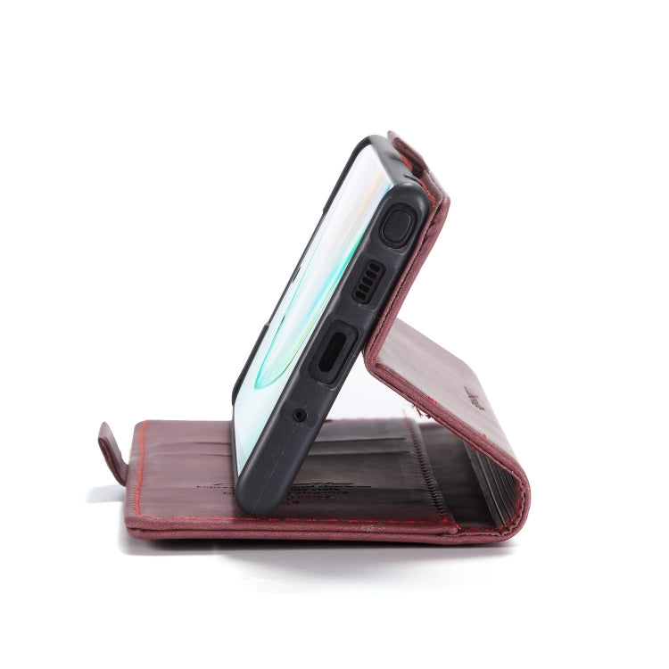 CaseMe-013 Multifunctional Horizontal Flip Leather Case with Card Slot & Holder for Galaxy Note 10(Red Wine)