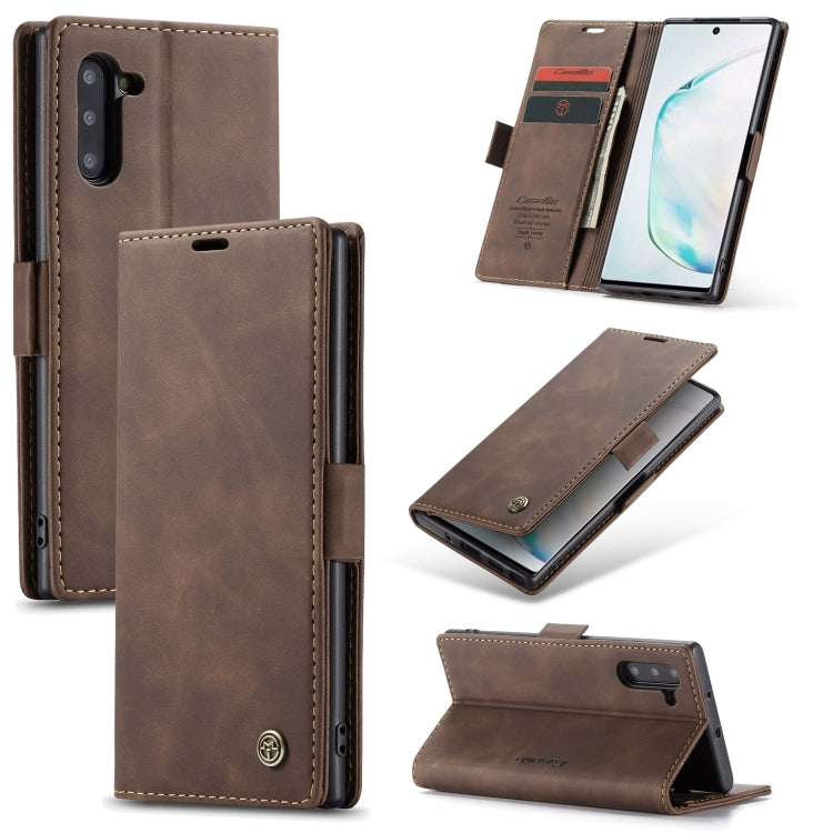 CaseMe-013 Multifunctional Horizontal Flip Leather Case with Card Slot & Holder for Galaxy Note 10(Coffee)