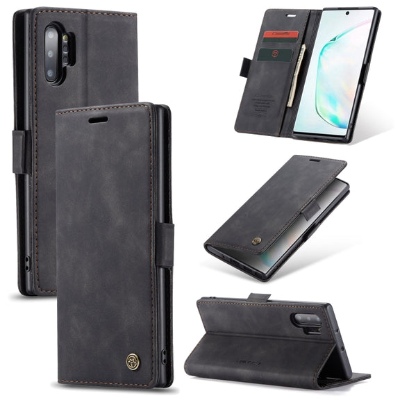 CaseMe-013 Multifunctional Horizontal Flip Leather Case with Card Slot & Holder & Wallet for Galaxy Note 10+(Black)