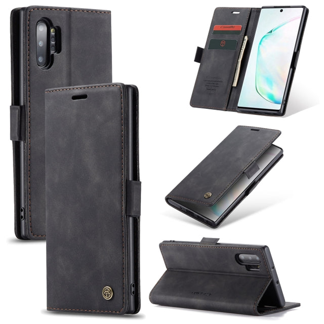 CaseMe-013 Multifunctional Horizontal Flip Leather Case with Card Slot & Holder & Wallet for Galaxy Note 10+(Black)