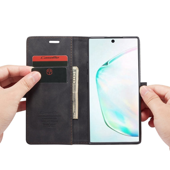 CaseMe-013 Multifunctional Horizontal Flip Leather Case with Card Slot & Holder & Wallet for Galaxy Note 10+(Black)