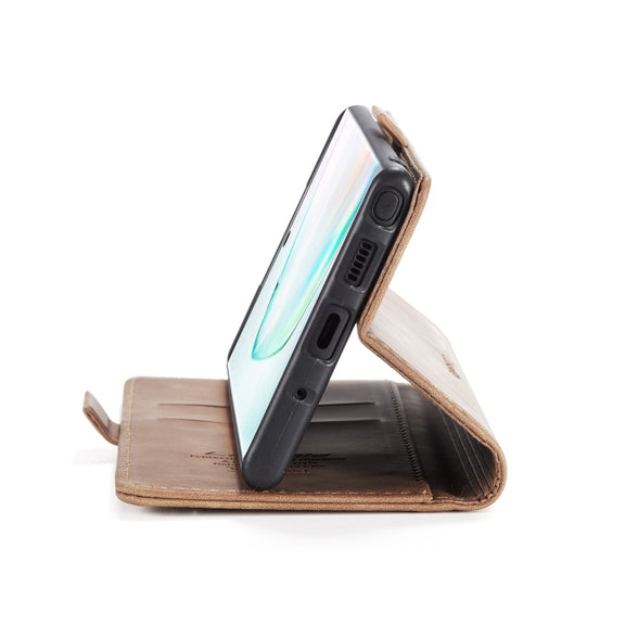CaseMe-013 Multifunctional Horizontal Flip Leather Case with Card Slot & Holder & Wallet for Galaxy Note 10+(Brown)