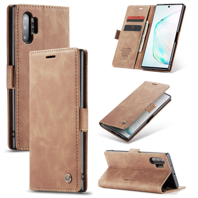 CaseMe-013 Multifunctional Horizontal Flip Leather Case with Card Slot & Holder & Wallet for Galaxy Note 10+(Brown)