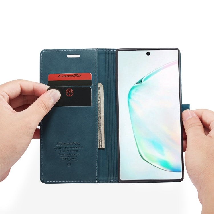 CaseMe-013 Multifunctional Horizontal Flip Leather Case with Card Slot & Holder & Wallet for Galaxy Note 10+(Blue)