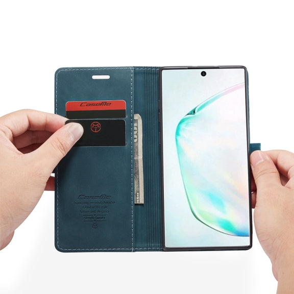 CaseMe-013 Multifunctional Horizontal Flip Leather Case with Card Slot & Holder & Wallet for Galaxy Note 10+(Blue)