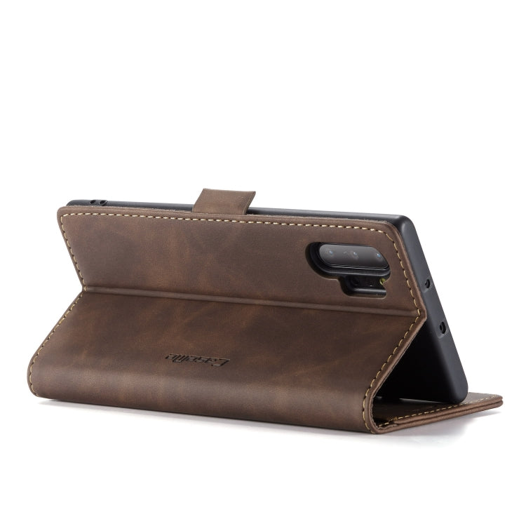 CaseMe-013 Multifunctional Horizontal Flip Leather Case with Card Slot & Holder & Wallet for Galaxy Note 10+(Coffee)