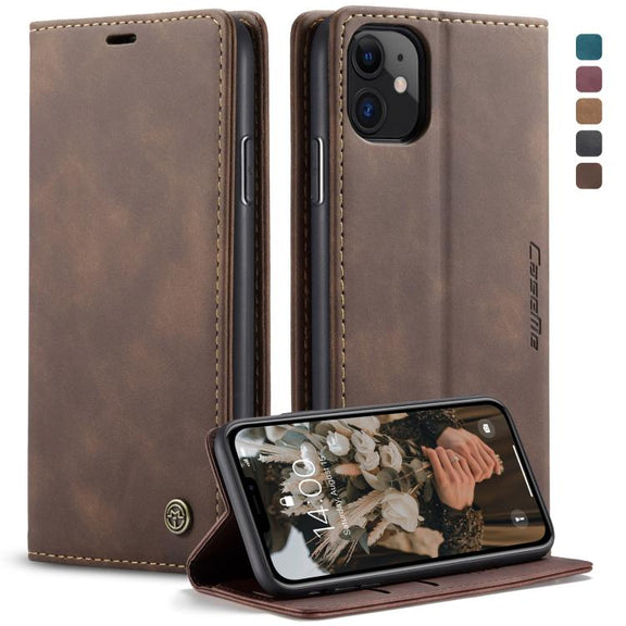 CaseMe-013 Multifunctional Horizontal Flip Leather Case with Card Slot & Holder & Wallet for iPhone 11(coffee)