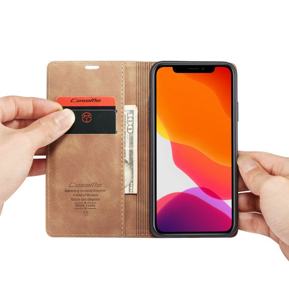 CaseMe-013 Multifunctional Horizontal Flip Leather Case with Card Slot & Holder & Wallet for iPhone 11 Pro Max(Brown)