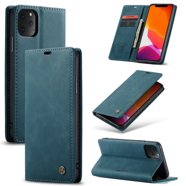 CaseMe-013 Multifunctional Horizontal Flip Leather Case with Card Slot & Holder & Wallet for iPhone 11 Pro Max(Blue)