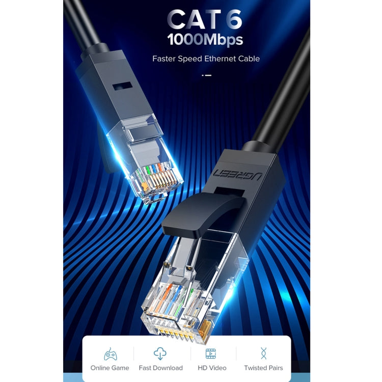 UGREEN NW102 Cat6 RJ45 Household Gigabit Twisted Pair Round Ethernet Cable, Length:10m