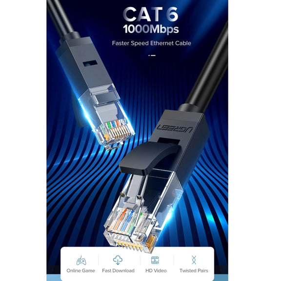 UGREEN NW102 Cat6 RJ45 Household Gigabit Twisted Pair Round Ethernet Cable, Length:15m