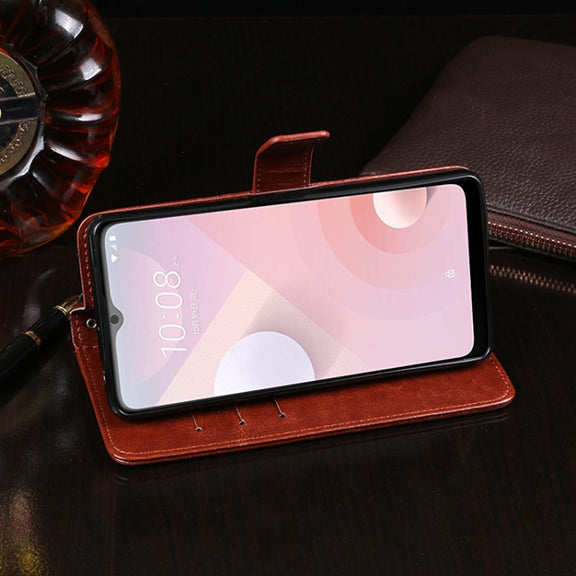 For HTC Desire 20+ idewei Crazy Horse Texture Horizontal Flip Leather Case with Holder & Card Slots & Wallet(Red)