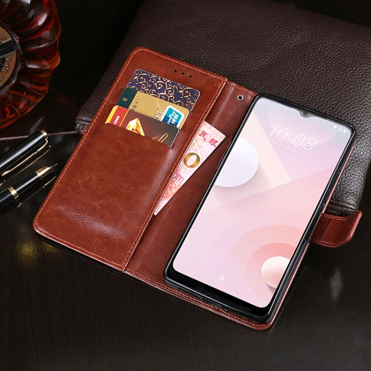 For HTC Desire 20+ idewei Crazy Horse Texture Horizontal Flip Leather Case with Holder & Card Slots & Wallet(Red)