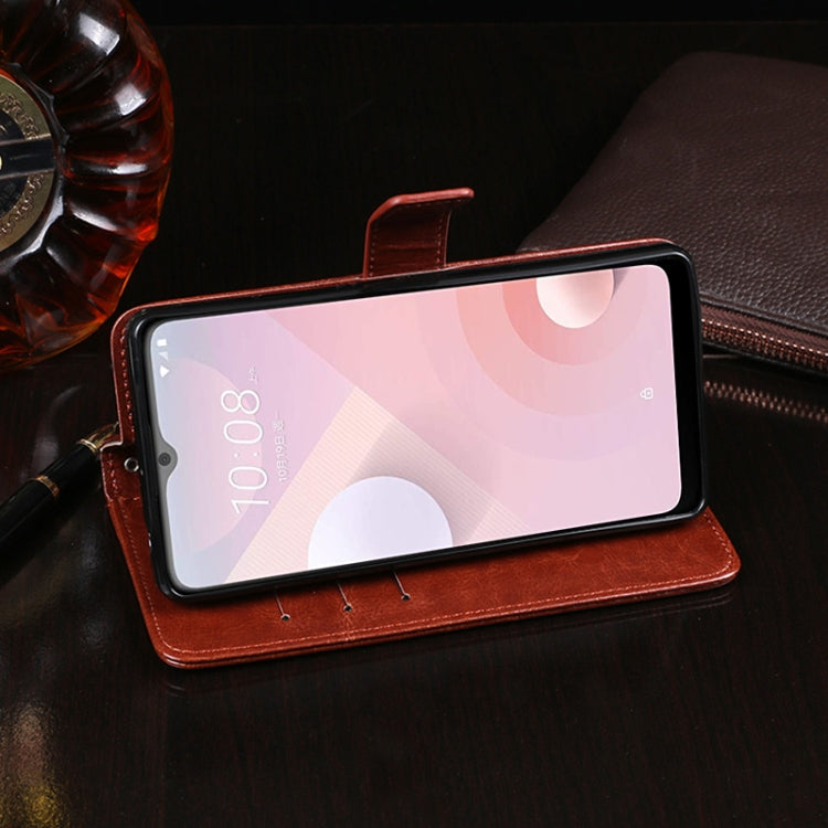 For HTC Desire 20+ idewei Crazy Horse Texture Horizontal Flip Leather Case with Holder & Card Slots & Wallet(White)