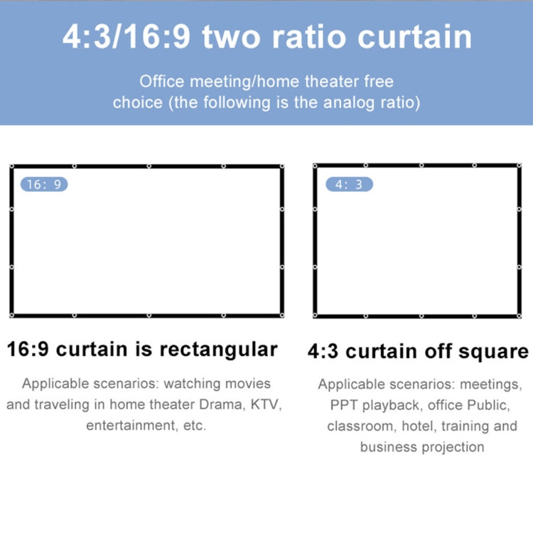 Folding Milk Silk Polyester Projector Film Curtain, Size:100 inch (4:3) Projection Area: 203 x 152cm