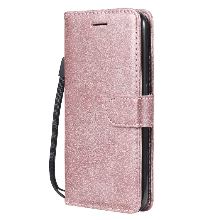 For Samsung Galaxy A01 Solid Color Horizontal Flip Protective Leather Case with Holder & Card Slots & Wallet & Photo Frame & Lanyard(Rose Gold)