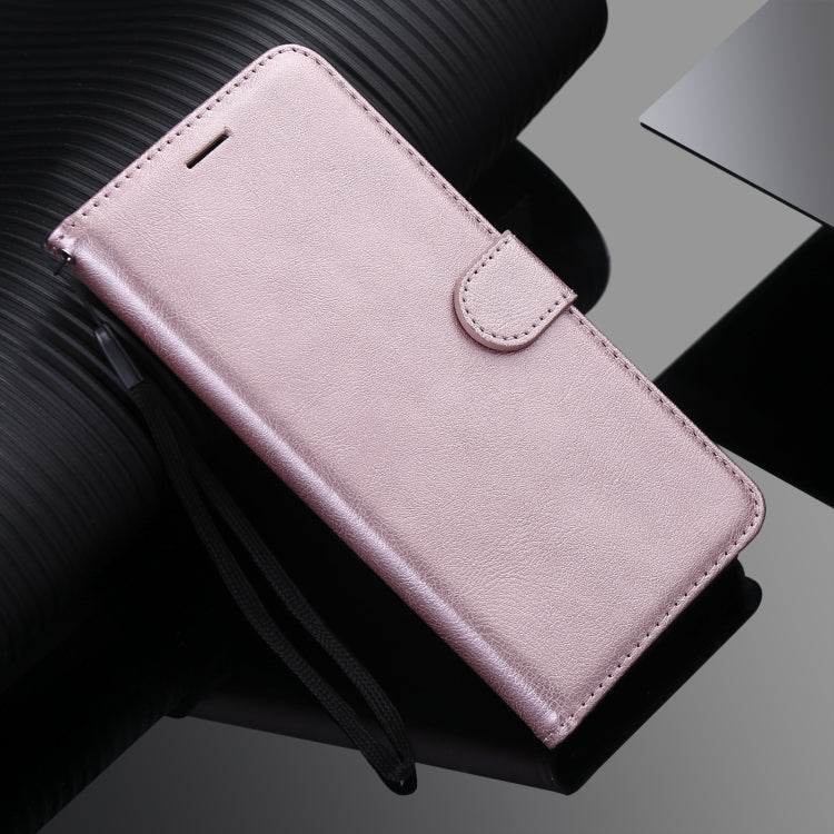 For Samsung Galaxy A01 Solid Color Horizontal Flip Protective Leather Case with Holder & Card Slots & Wallet & Photo Frame & Lanyard(Rose Gold)