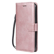 For Samsung Galaxy A01 Solid Color Horizontal Flip Protective Leather Case with Holder & Card Slots & Wallet & Photo Frame & Lanyard(Rose Gold)