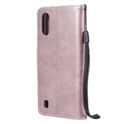 For Samsung Galaxy A01 Solid Color Horizontal Flip Protective Leather Case with Holder & Card Slots & Wallet & Photo Frame & Lanyard(Rose Gold)