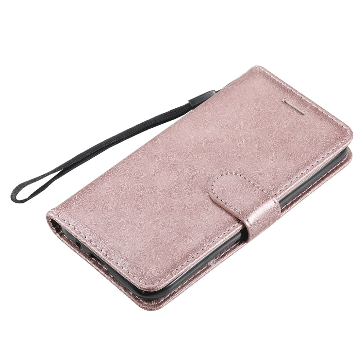 For Samsung Galaxy A01 Solid Color Horizontal Flip Protective Leather Case with Holder & Card Slots & Wallet & Photo Frame & Lanyard(Rose Gold)