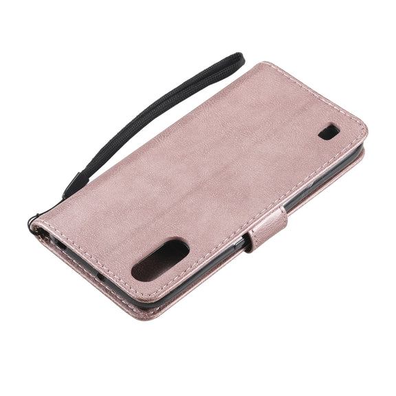 For Samsung Galaxy A01 Solid Color Horizontal Flip Protective Leather Case with Holder & Card Slots & Wallet & Photo Frame & Lanyard(Rose Gold)