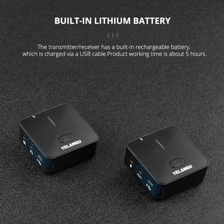 YELANGU MX5 2.4G Live Broadcast Interview Wireless Recording Camera Microphone, 1 Receiver to 1 Transmitter
