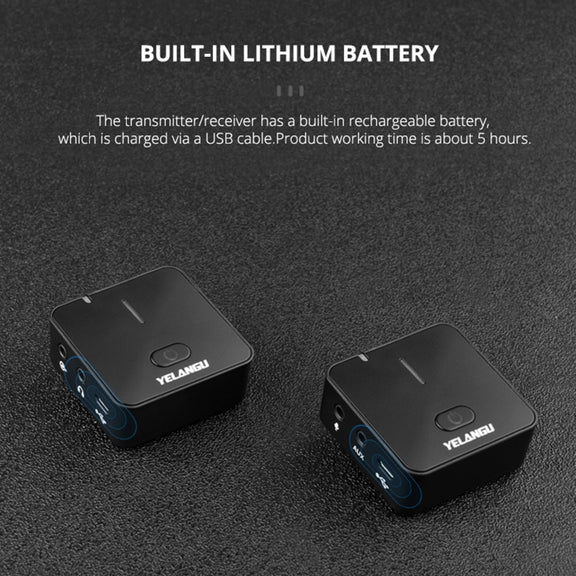 YELANGU MX5 2.4G Live Broadcast Interview Wireless Recording Camera Microphone, 1 Receiver to 1 Transmitter