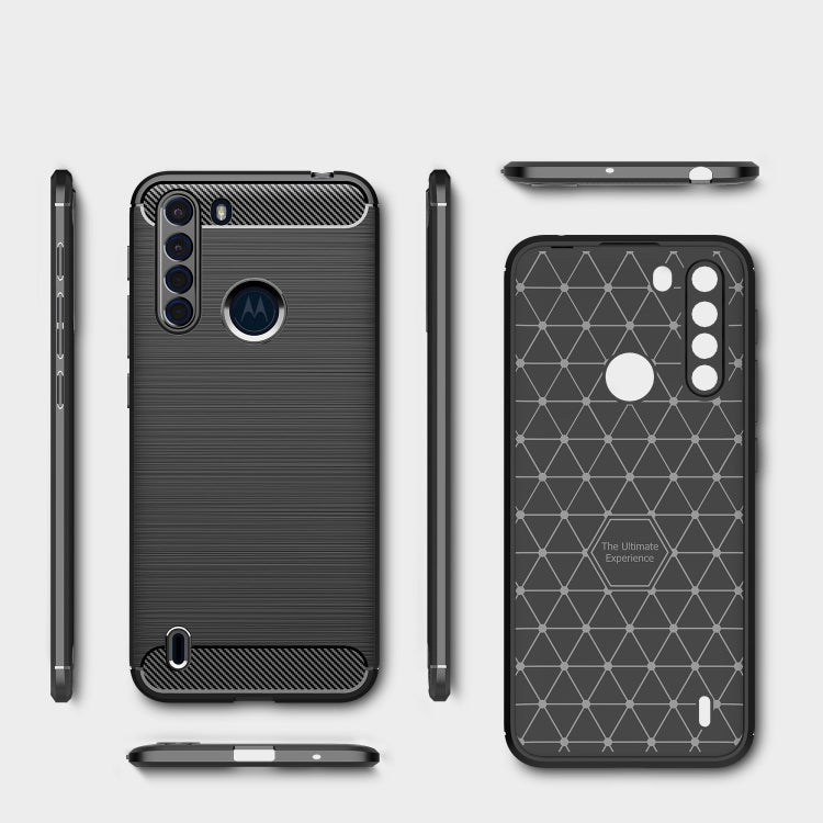 For Motorola One Fusion Brushed Texture Carbon Fiber TPU Case(Red)