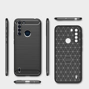 For Motorola One Fusion Brushed Texture Carbon Fiber TPU Case(Red)