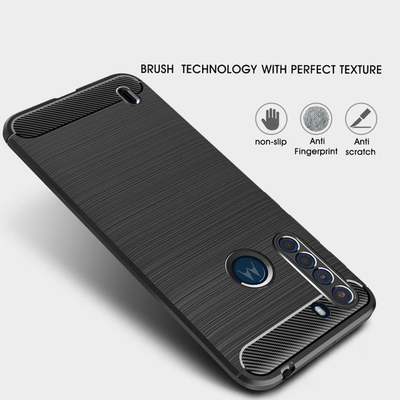 For Motorola One Fusion Brushed Texture Carbon Fiber TPU Case(Red)