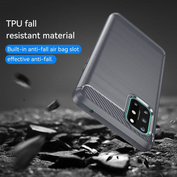 For OnePlus 8T Brushed Texture Carbon Fiber TPU Case (Grey)
