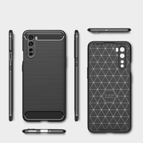 For OnePlus Nord Brushed Texture Carbon Fiber TPU Case(Black)