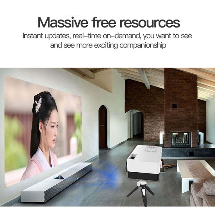 J15 1920 x 1080P HD Household Mini LED Projector with Tripod Mount Support AV / HDMI x 1 / USB x1 / TF x 1, Plug Type:EU Plug(Blue White)