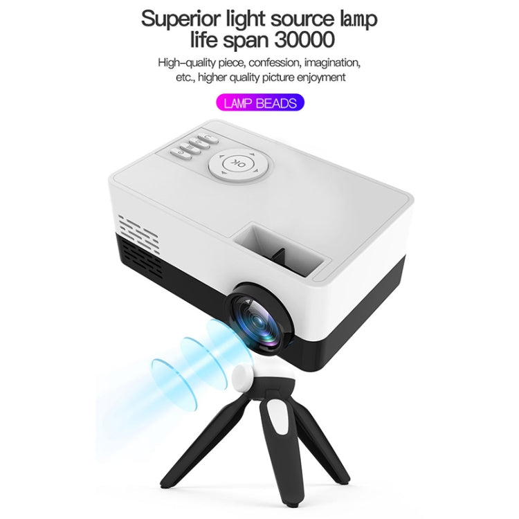 J15 1920 x 1080P HD Household Mini LED Projector with Tripod Mount Support AV / HDMI x 1 / USB x1 / TF x 1, Plug Type:EU Plug(Yellow White)