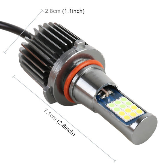 9006 2 PCS DC12-24V / 10.5W Car Double Colors Fog Lights with 24LEDs SMD-3030 & Constant Current, Box Packaging(White Light + Ice Blue Light)