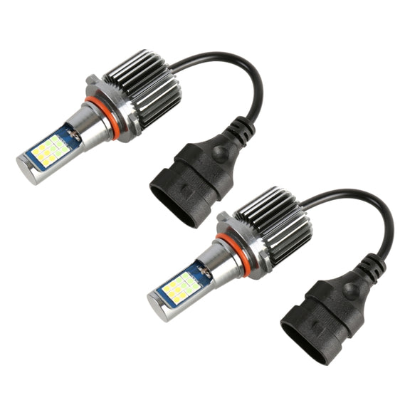 9006 2 PCS DC12-24V / 10.5W Car Double Colors Fog Lights with 24LEDs SMD-3030 & Constant Current, Box Packaging(White Light + Ice Blue Light)