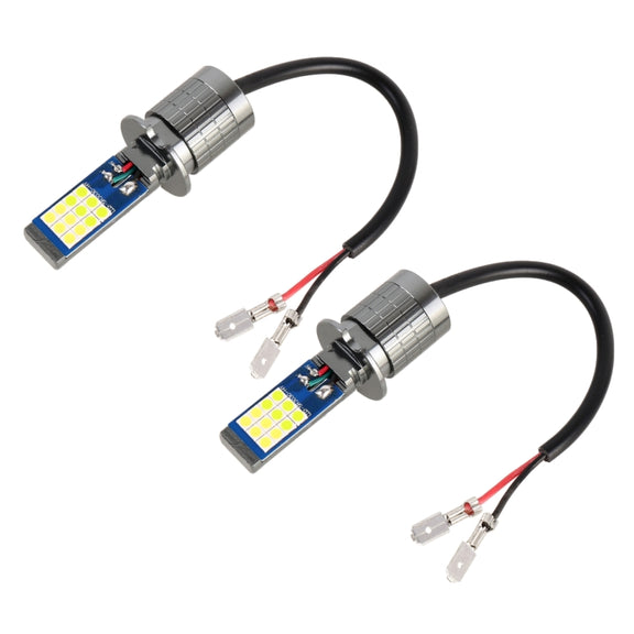 H3 2 PCS DC12-24V / 10.5W Car Double Colors Fog Lights with 24LEDs SMD-3030 & Constant Current, Box Packaging(White Light + Lime Light)
