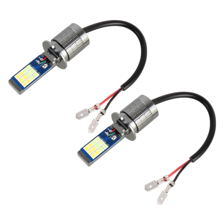 H3 2 PCS DC12-24V / 10.5W Car Double Colors Fog Lights with 24LEDs SMD-3030 & Constant Current, Box Packaging(White Light + Ice Blue Light)