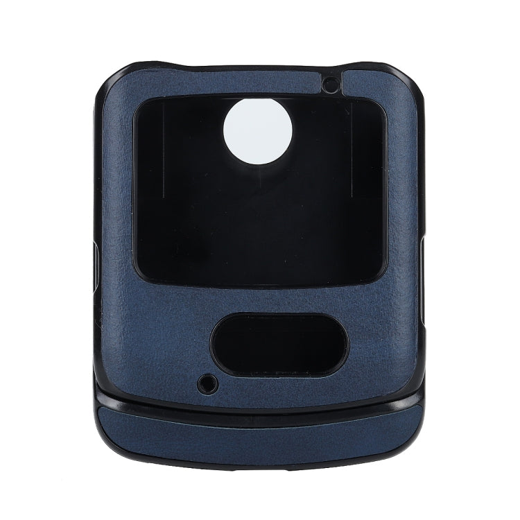 For Motorola Moto Razr 5G Two-color Cowhide Texture Top-grain Leather Shockproof Protective Case(Blue)