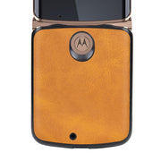 For Motorola Moto Razr 5G Two-color Cowhide Texture Top-grain Leather Shockproof Protective Case(Blue)