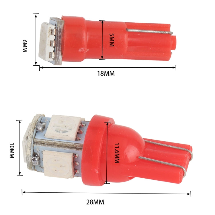 50 PCS T5 / T10 Car / Motorcycle Modification LED Turn Signal Light Clearance Lamp