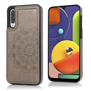 For Samsung Galaxy A50 / A50s Double Buckle Mandala Pattern PU+TPU Protective Case with Card Slots & Holder & Photo Frame(Grey)