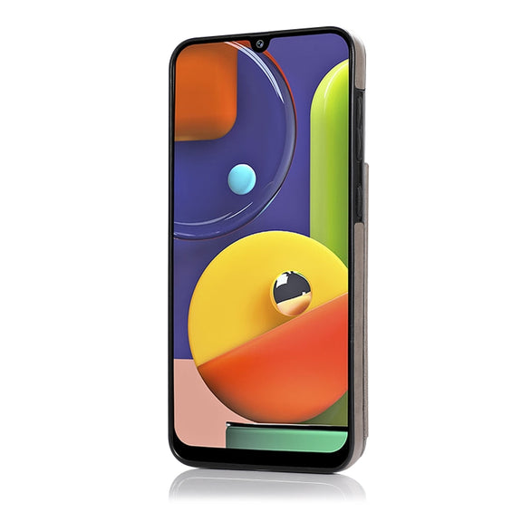 For Samsung Galaxy A50 / A50s Double Buckle Mandala Pattern PU+TPU Protective Case with Card Slots & Holder & Photo Frame(Grey)