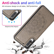 For Samsung Galaxy A50 / A50s Double Buckle Mandala Pattern PU+TPU Protective Case with Card Slots & Holder & Photo Frame(Grey)